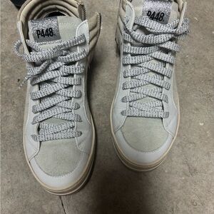 P448 Light Gray High-Tops with Glitter Accents